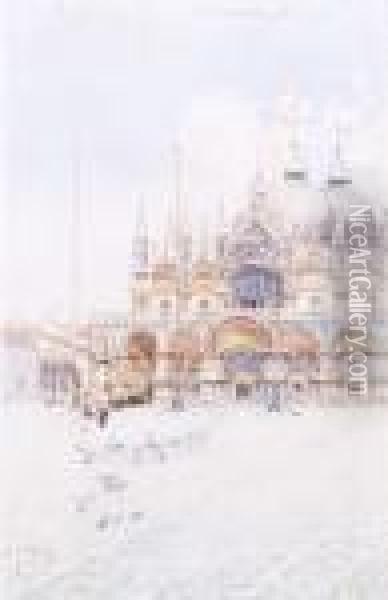 Venezia, Piazza San Marco; E Venezia, La Salute Oil Painting - Emanuele Brugnoli
