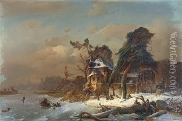 Winterliche Klosterruine Oil Painting - Karl Adloff
