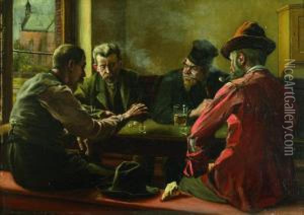 Wurfelspieler In Einem Gasthaus. Oil Painting - Johannes Lodewijk Moerman
