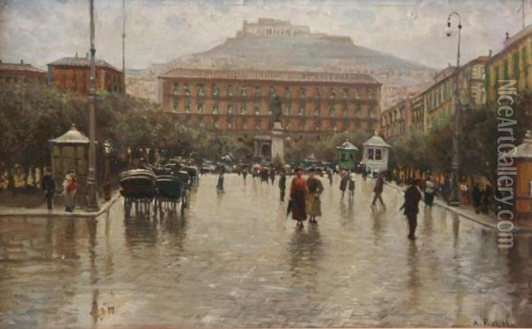 Piazza Di Napoli Oil Painting - Attilio Pratella