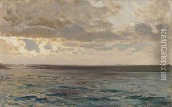 Kuste Vor Capri Im Abendlicht Oil Painting - Manuel Wielandt