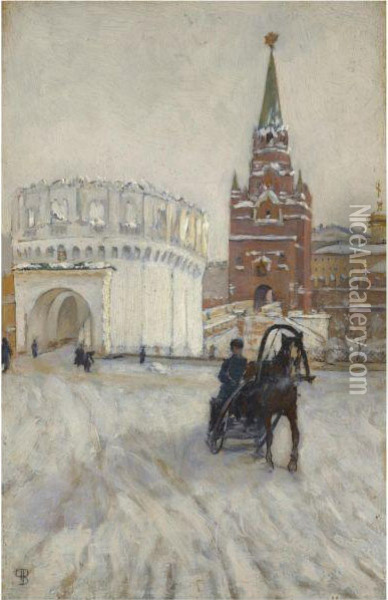 View Of The Kremlin In Winter Oil Painting - Paul Louis Bouchard