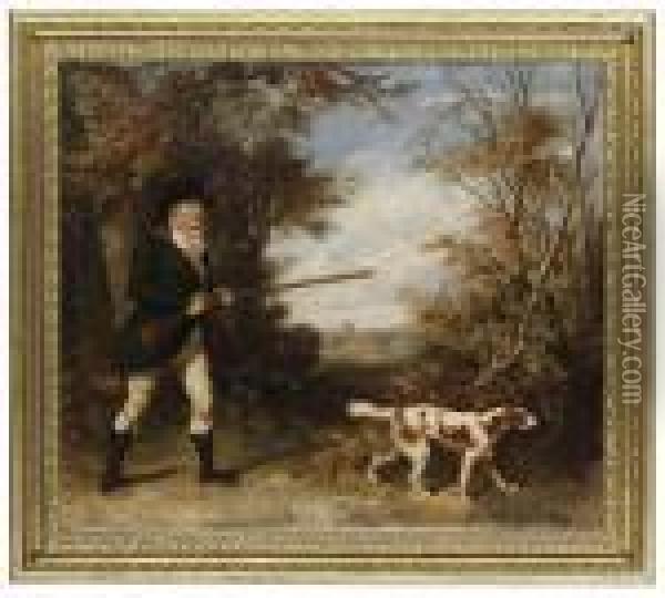 A Gentleman Out Shooting With His Working Spaniel Oil Painting - Martin Theodore Ward
