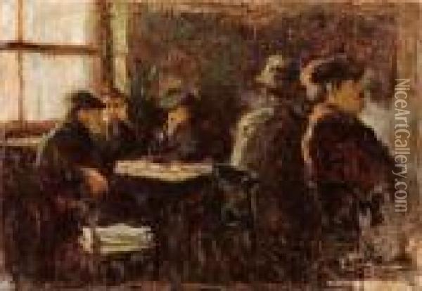 Venezia, Caffe Florian Oil Painting - Alessandro Milesi
