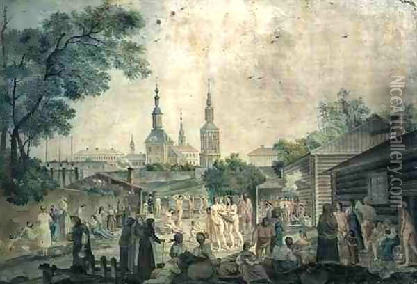 A Cure Bath in Moscow Oil Painting - Gerard de la Barthe