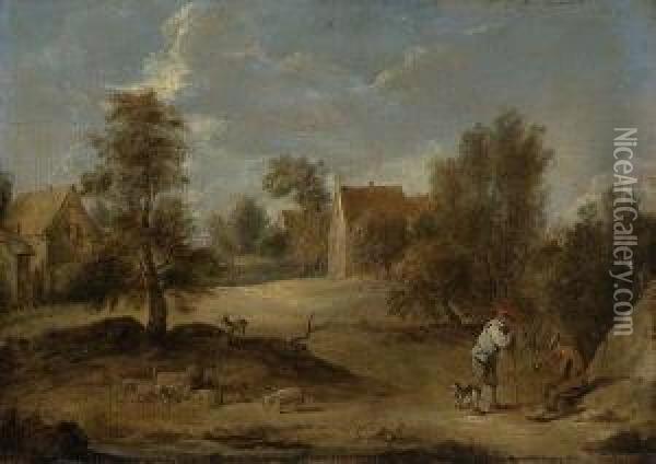 Dorflandschaft Oil Painting - David The Younger Teniers