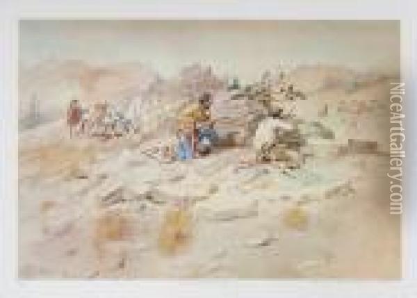 Indian Stalking Elk Oil Painting - Charles Marion Russell