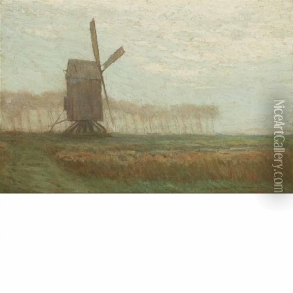 Windmill Oil Painting - Charles Warren Eaton