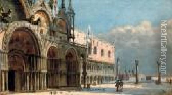 A Windy Day At St Mark's Square, Venice Oil Painting - Antonietta Brandeis