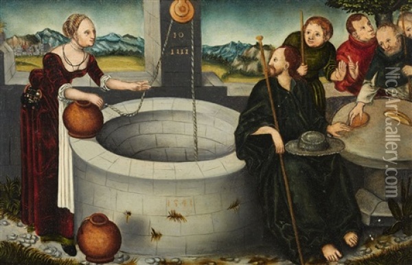 Christ And The Samaritan Woman Oil Painting - Hans Sebald Beham
