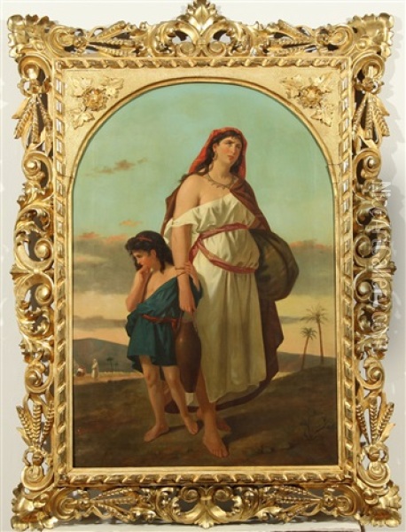 Hagar, The Slave Girl Of Sarah, Wife Of Abraham Oil Painting - Enrico Fanfani