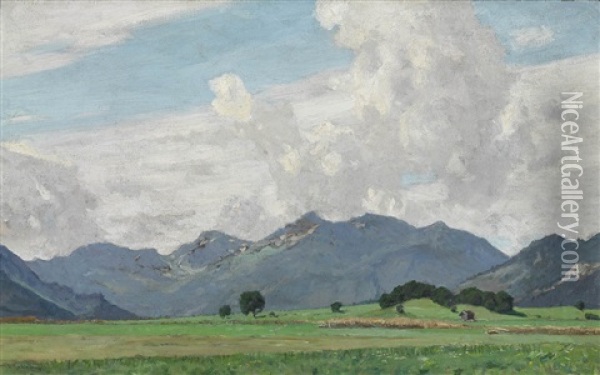 Sommermorgen Im Chiemgau Oil Painting - Fritz Wilhelm Rabending