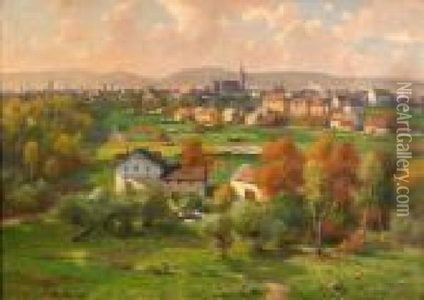 Vy Over Staden Zittau Oil Painting - Gustav Adolf Thamm