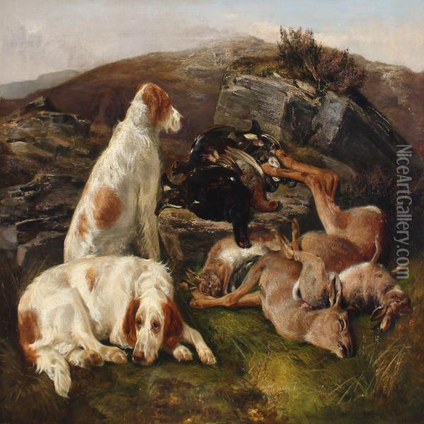 Hounds With The Quarry Oil Painting - Edward R. Breach