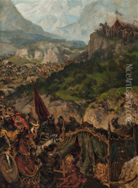 Don Pedro Iii De Aragon En El Collado De Las Panizas Oil Painting - Ramon Tusquets Maignon