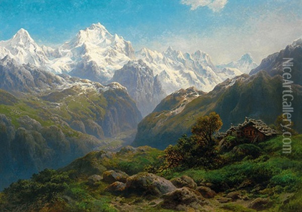 Berner Oberland, Jungfrau, Monch Und Wengern-alpe Oil Painting - Paul Rudolf Linke