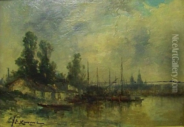 Vue De Rouen Oil Painting - Jean Etienne Karnec