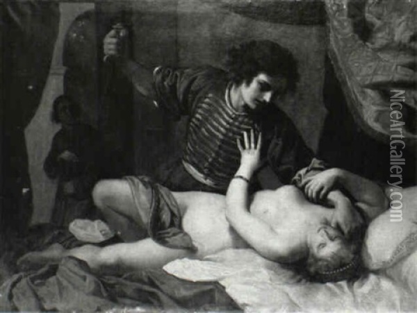 The Rape Of Lucretia Oil Painting - Felice (il Risposo) Fischerelli