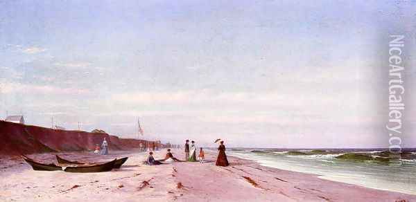 The Beach at Long Branch, New Jersey Oil Painting - Francis Augustus Silva