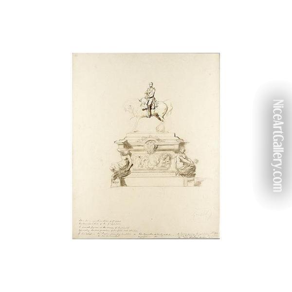 Design For The Statue Of Prince Albert In The Gardens Of The Royal Horticultural Society, Kensington Oil Painting - Joseph Durham