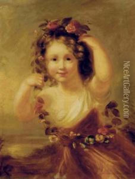 Flower Girl Oil Painting - Margaret Sarah Carpenter
