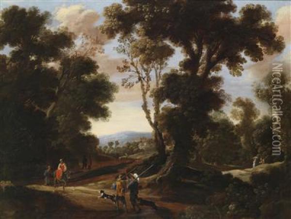 A Hunting Party In The Foret Desoignes Oil Painting - Jaques D'Arthois