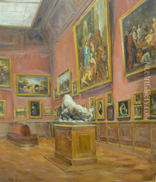 Vue D'une Galerie Du Louvre Oil Painting - Anne Marie Bernay
