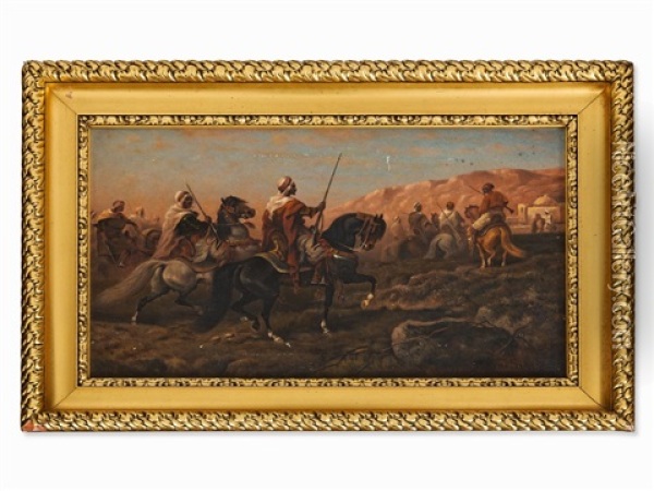 Orientalist Horseman Oil Painting - Adolf Schreyer