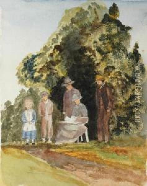 Reading Under Thetree Oil Painting - Emma Minnie Boyd