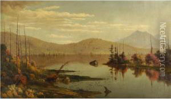 A Lake In The Mountains Oil Painting - Levi Wells Prentice