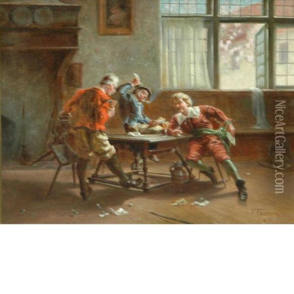 The Card Game Oil Painting - Ferdinand Fagerlin