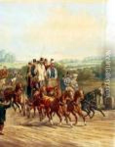 Going To The Derby Oil Painting - Henry Thomas Alken