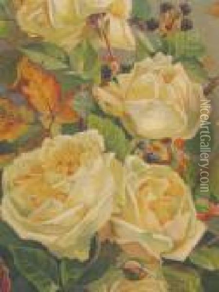 Gloria De Dijon Roses Oil Painting - Sydney Jones Yard