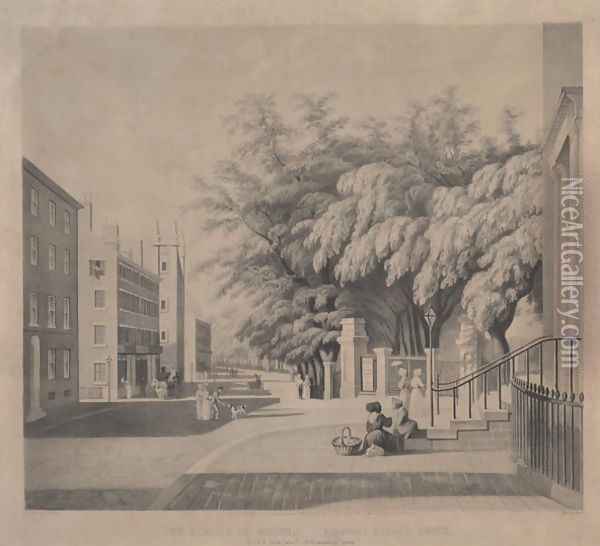 Corner of Park Street and Tremont Street, Boston, 1843 Oil Painting - Sharp, William