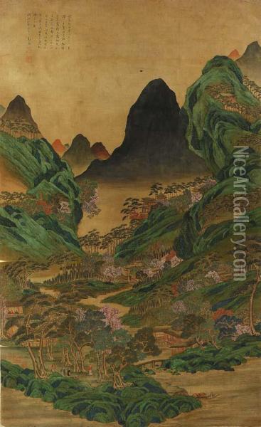 Blue-green Landscape Oil Painting - Li Jian