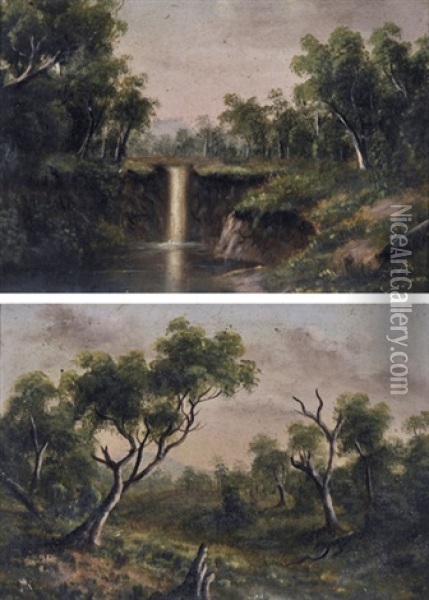 A Pair Of Colonial Landscapes (2 Works) Oil Painting - Alfred William Eustace