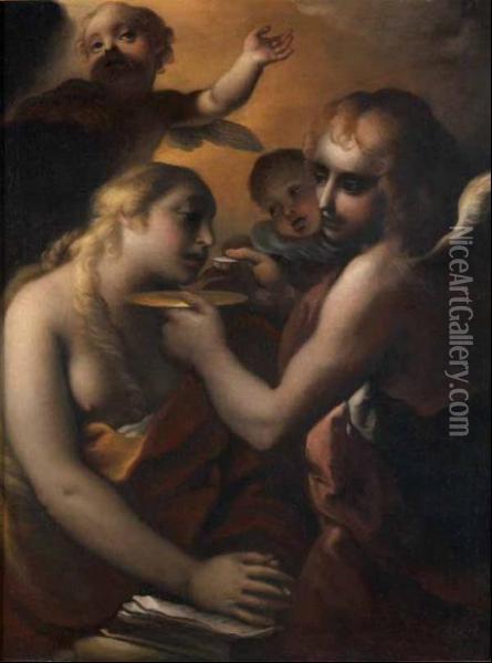La Comunione Della Maddalena Oil Painting - Giovanni Domenico Cerrini