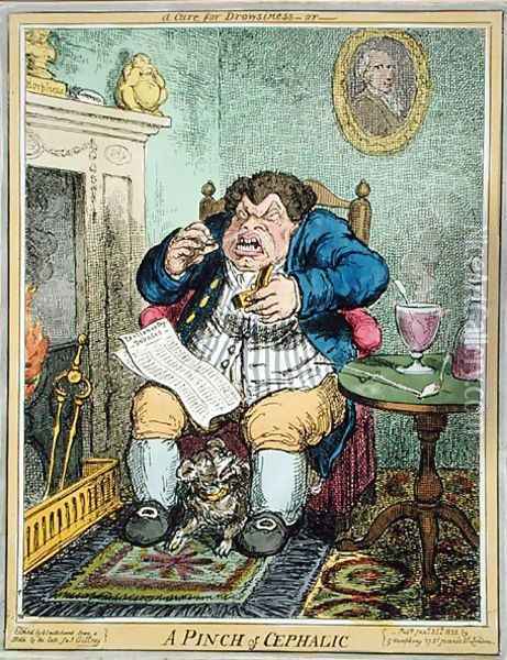 A Cure for Drowsiness or A Pinch of Cephalic, engraved by George Cruikshank 1792-1878, published by G. Humphrey, January 25th, 1822 Oil Painting - Robert Seymour