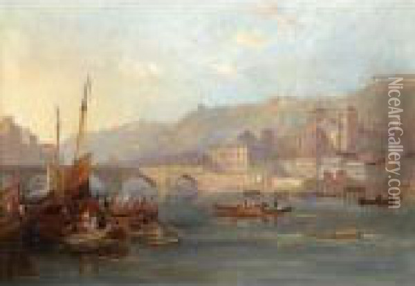 View On The Rhine Oil Painting - John Wilson Carmichael