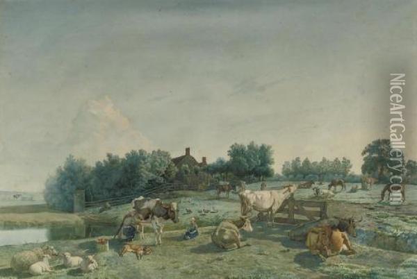 A Country Idylle Oil Painting - Georgius Jacobus J. Van Os