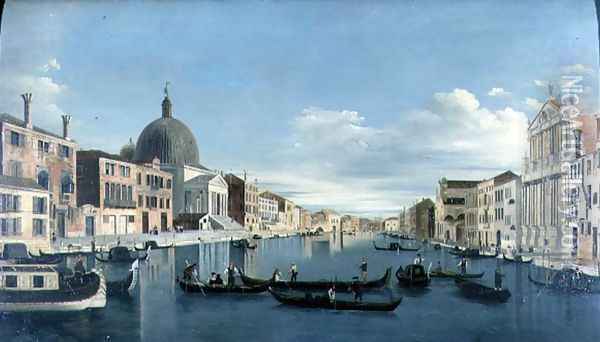 The Grand Canal, Venice with San Simeon Piccolo Oil Painting - Francesco Tironi