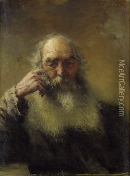 Brustbildnis Eines Bartigen Mannes Oil Painting - Grigori Grigorievich Miasoyedov