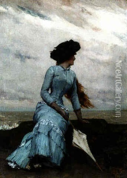Looking Out To Sea Oil Painting - Charles Hermans