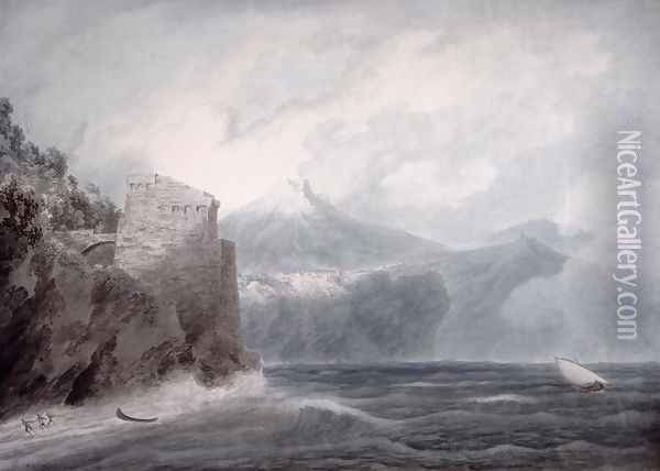 The Castle of Salerno, near Cetara Oil Painting - John Robert Cozens