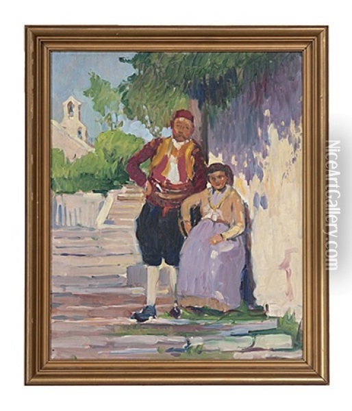 Portrait Of A Couple Oil Painting - Dixie Selden