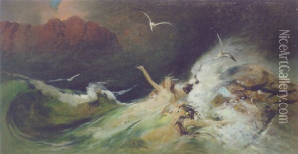 Sea Nymphs Oil Painting - Wilhelm Simmler