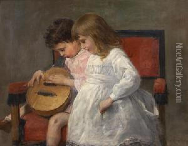 Musizierendesgeschwisterpaar Oil Painting - Leopold Karl Walter von Kalckreuth