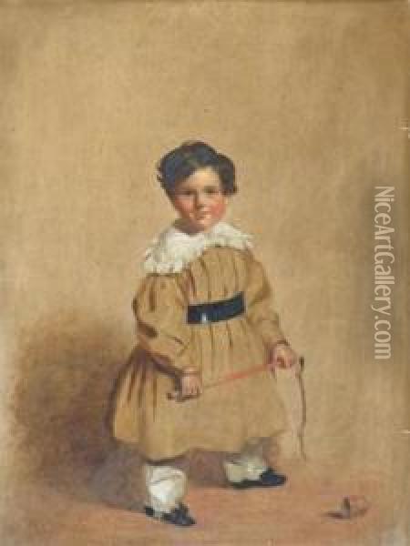 Portrait Of A Boy With A Whip And Top Oil Painting - Sir Francis Grant