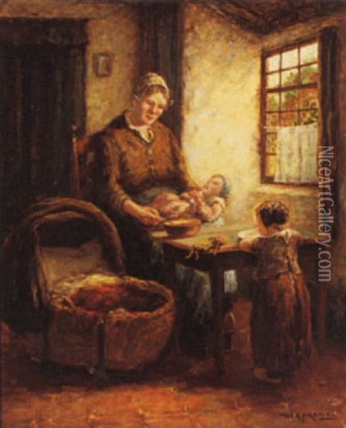 Porridge Time Oil Painting - Martinus Jacobus Nefkens
