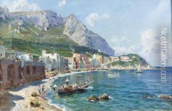 Sommerliche Ansicht Von Marina Di Capri. Oil Painting - Bernard Hay